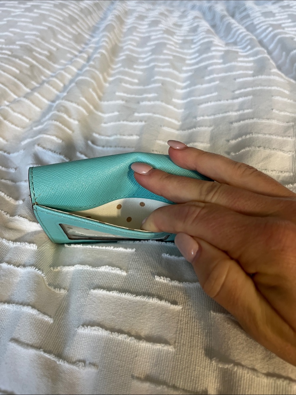 kate spade Turquoise Leather Card Holder with Key Ring - Picture 7 of 11